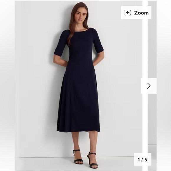 Elegant Black Midi Dress - Picture 2 of 7